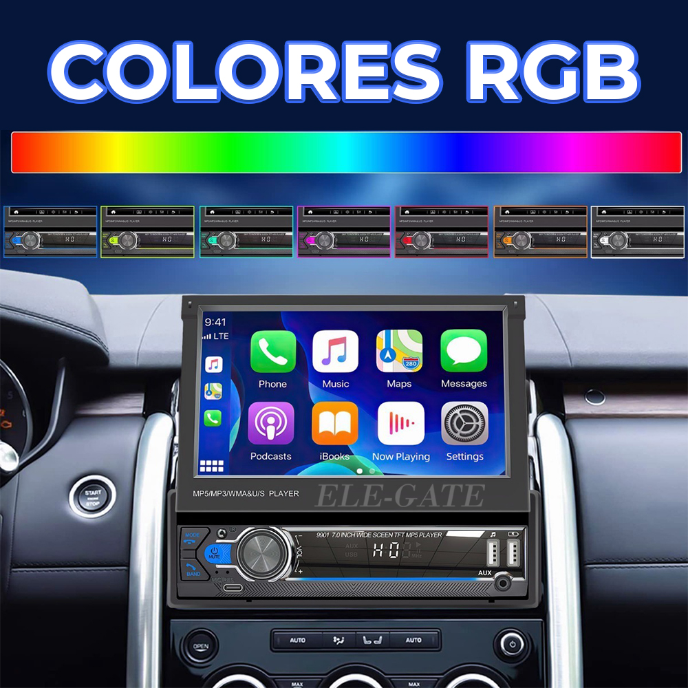 Autoestéreo 1DIN con Mirrorlink, Pantalla Táctil Retráctil HD de 7 pulgadas, GPS y Soporte Multilingüe - Image 4