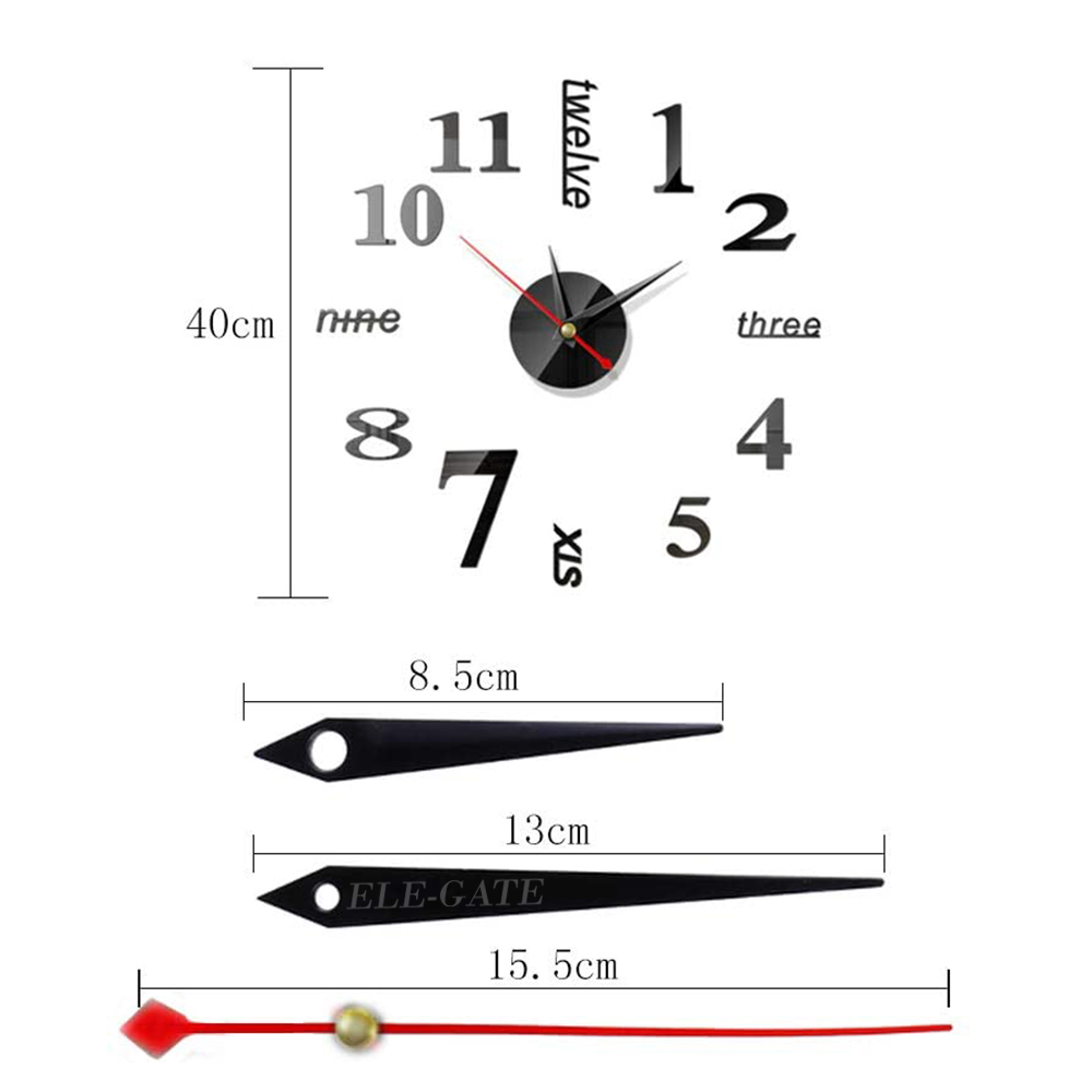Reloj de Pared Grande en 3D sin Marco Reloj de Pared Moderno y Silencioso - Image 3