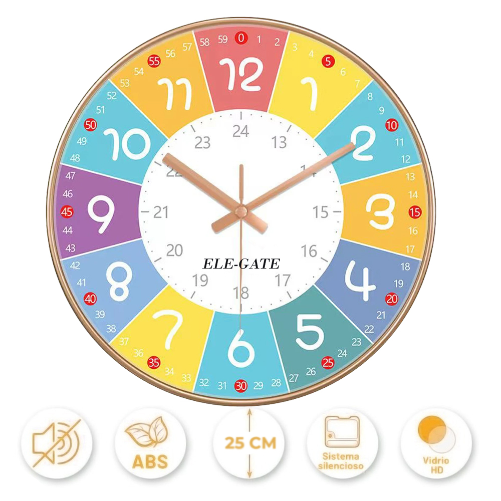 Reloj Analógico Silencioso de Pared Colorido 8`` - Image 2