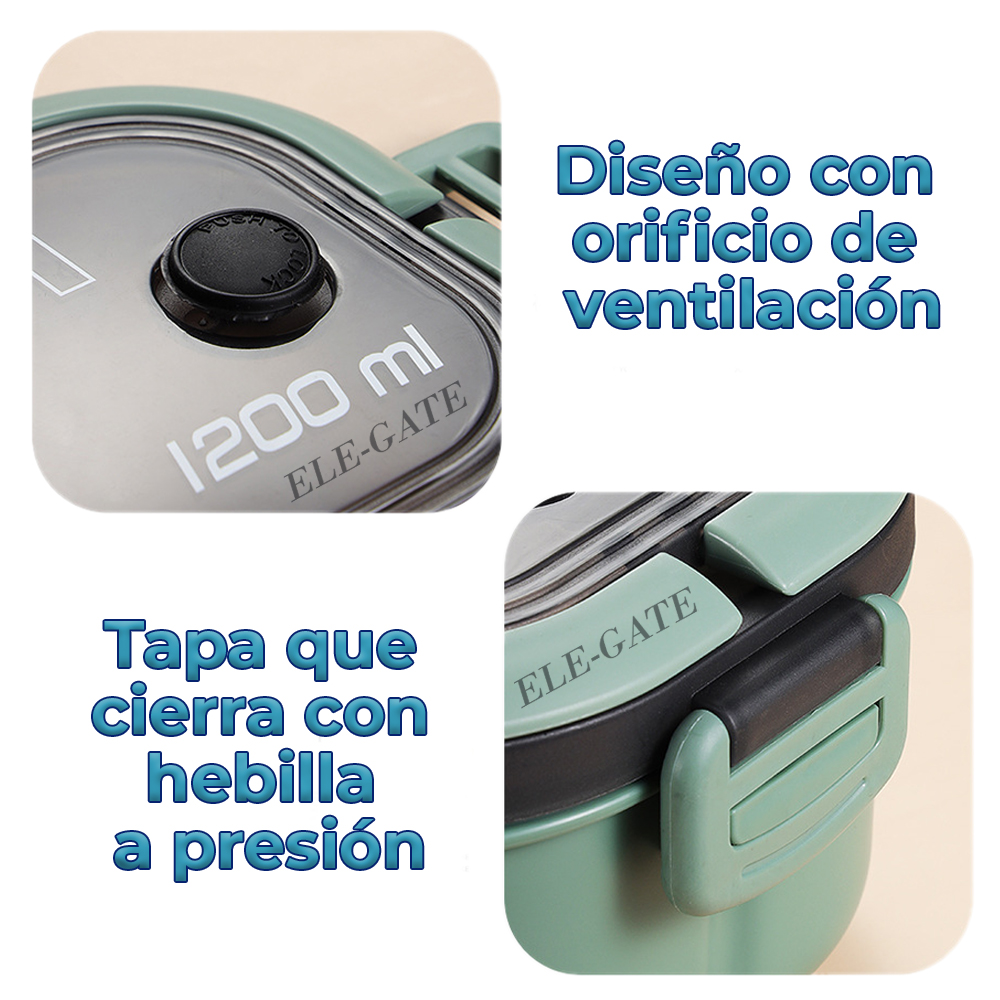 Lunch Box con Dos Capas de Aislamiento con Tenedor y Cuchara - Image 5