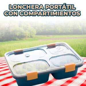 Lunch Box con 4 compartimentos para almacenamiento de alimentos