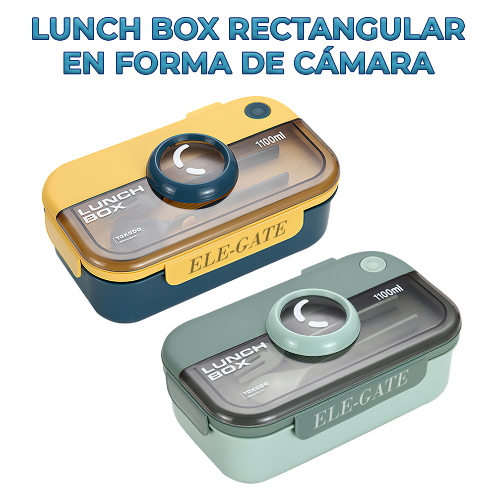 Lunch Box en forma de Cámara con Cubiertos 1100ml