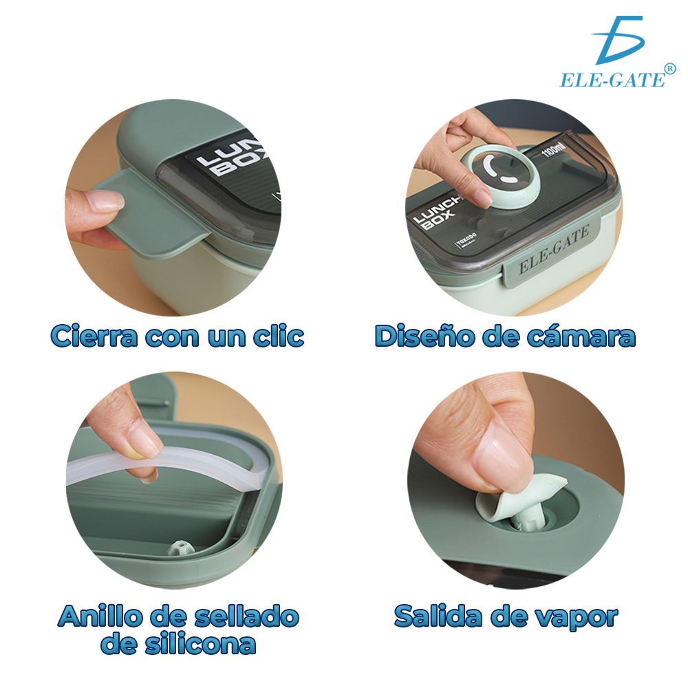 Lunch Box en forma de Cámara con Cubiertos 1100ml - Image 3