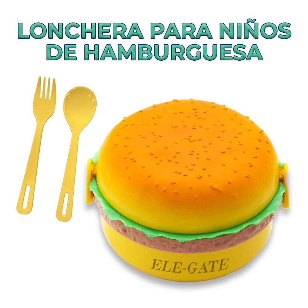 Lonchera En Forma De Hamburguesa Con Cubierto