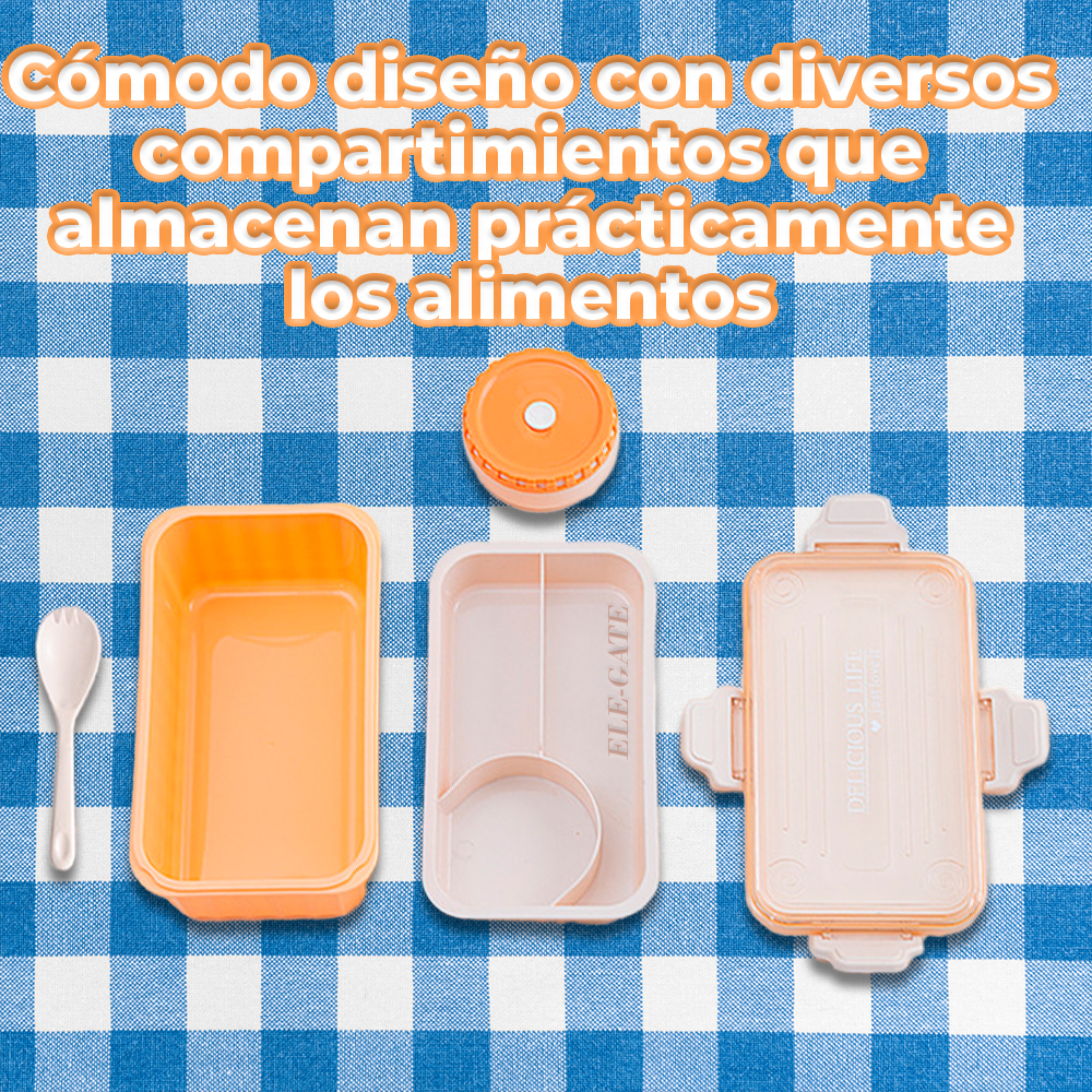 Lunch Box para Microondas con Contenedor para Frutas a Prueba de Fugas - Image 4
