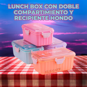 Lunch Box para Microondas con Contenedor para Frutas a Prueba de Fugas