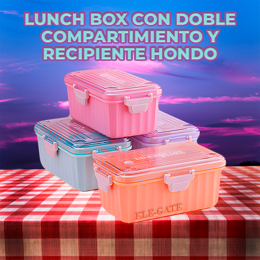 Lunch Box para Microondas con Contenedor para Frutas a Prueba de Fugas