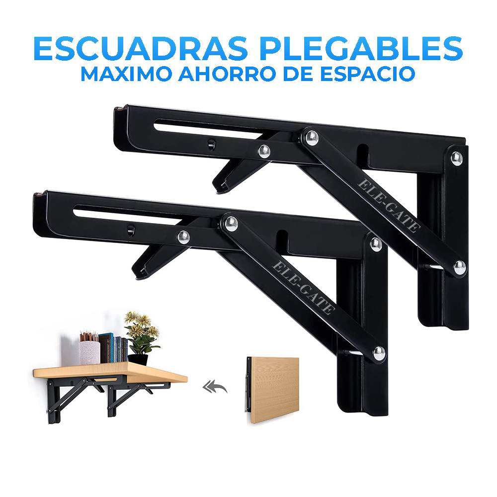 Soporte de Mensula Abatible Plegable de 40CM, 1 Par, Color Negro