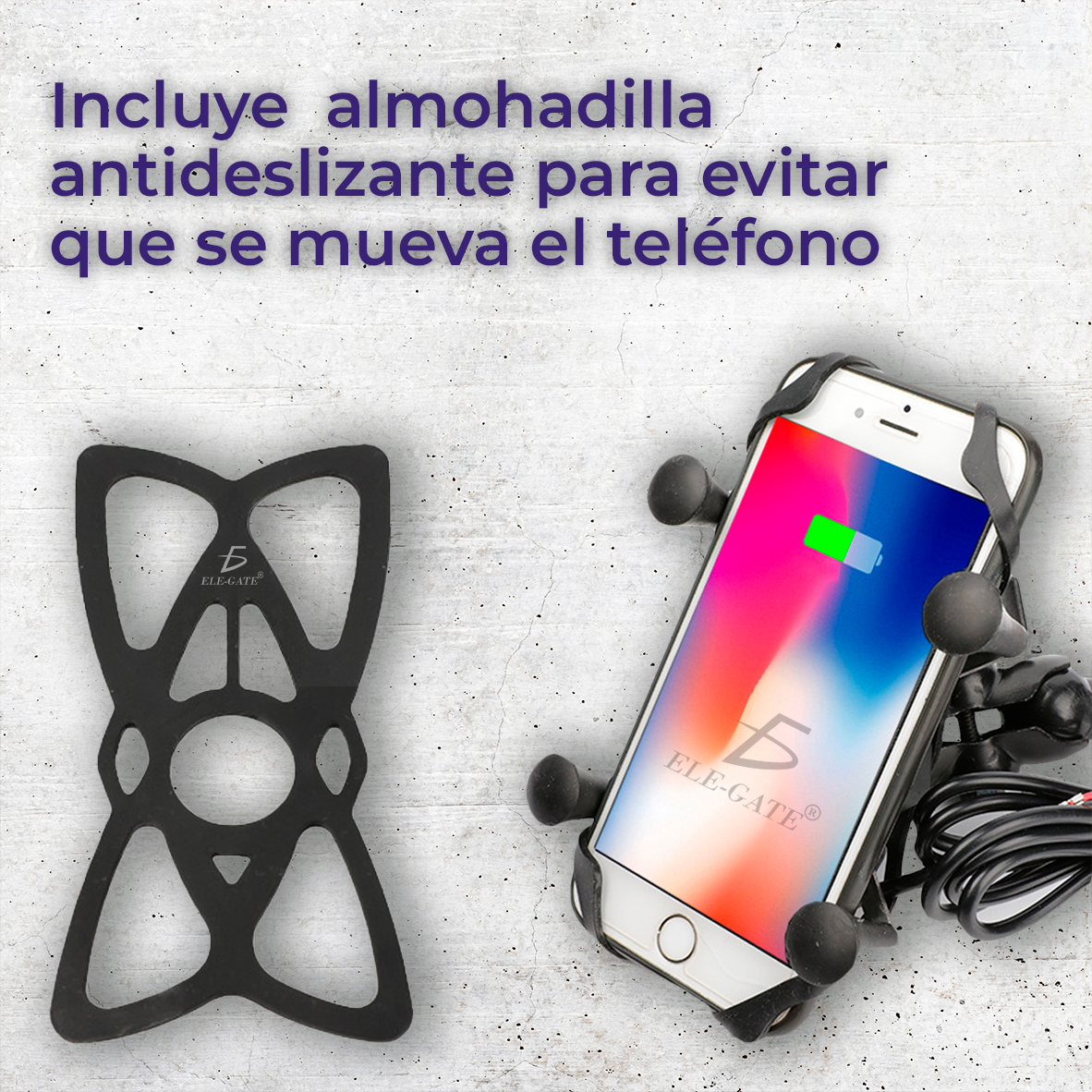 Soporte de Teléfono para Motocicleta con Cargador USB y Interruptor - Image 3