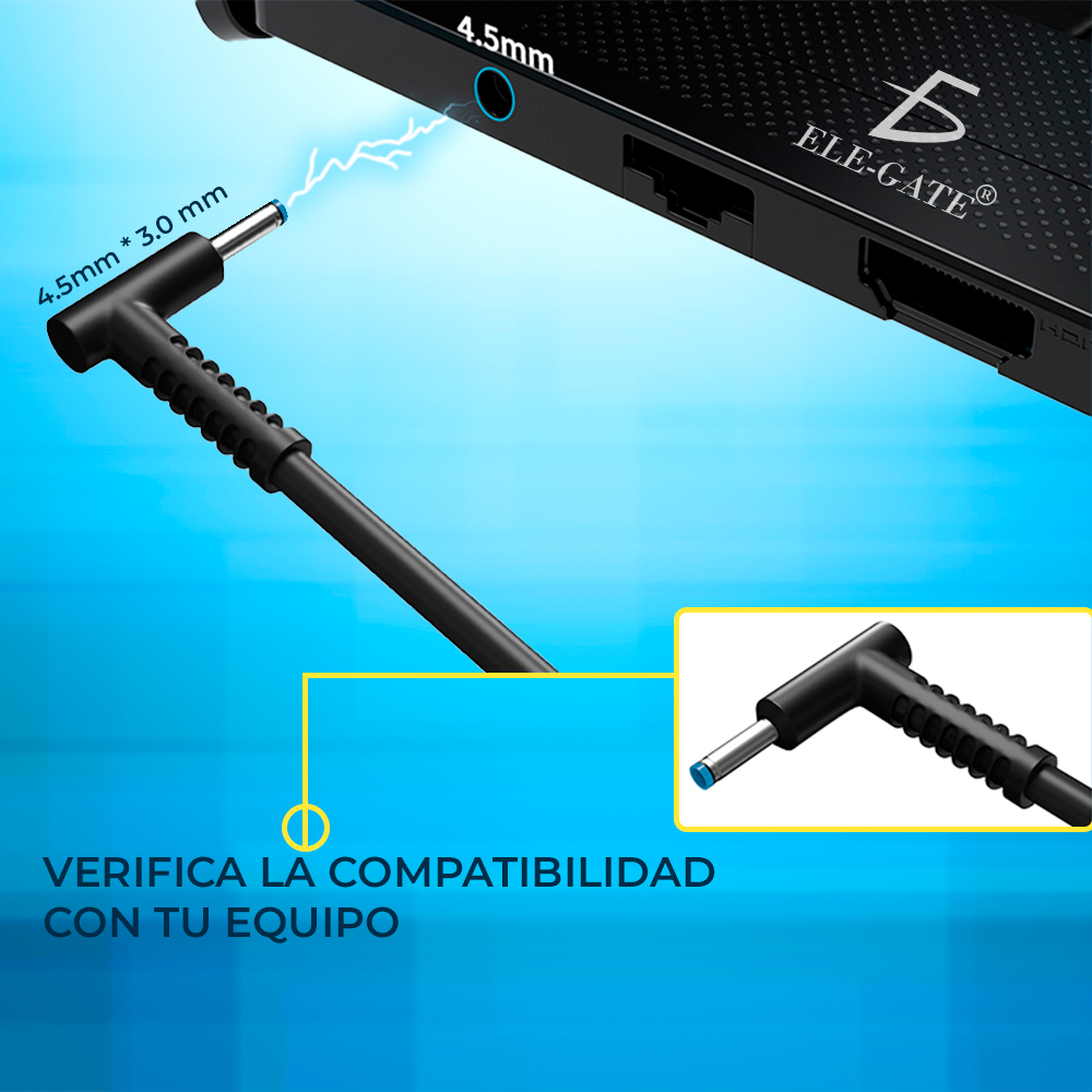 Cargador Laptop Compatible HP de 120W 19.5V 6.15A con Punta Azul de 4.5x3.0mm - Image 5