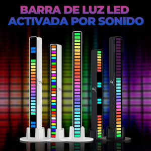 Barra luz LED RGB Reactiva al Sonido, Indicador de Nivel de Música Rítmica Activada por Voz para Fiestas.