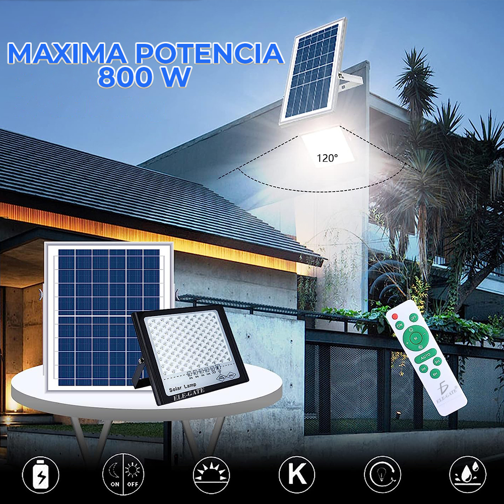 Luz Solar LED de 800W para Exteriores - Atardecer/Amanecer Automático - Impermeable - Image 5