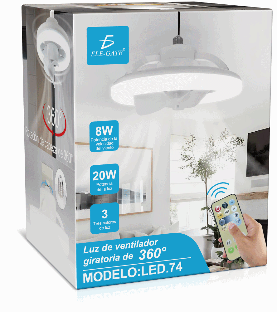 Ventilador de Techo con Luz Led con Tres Temperaturas de Color - Image 5