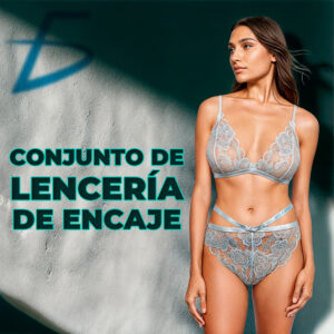 Coordinado de Encaje con Tirantes Ajustables y Tiras