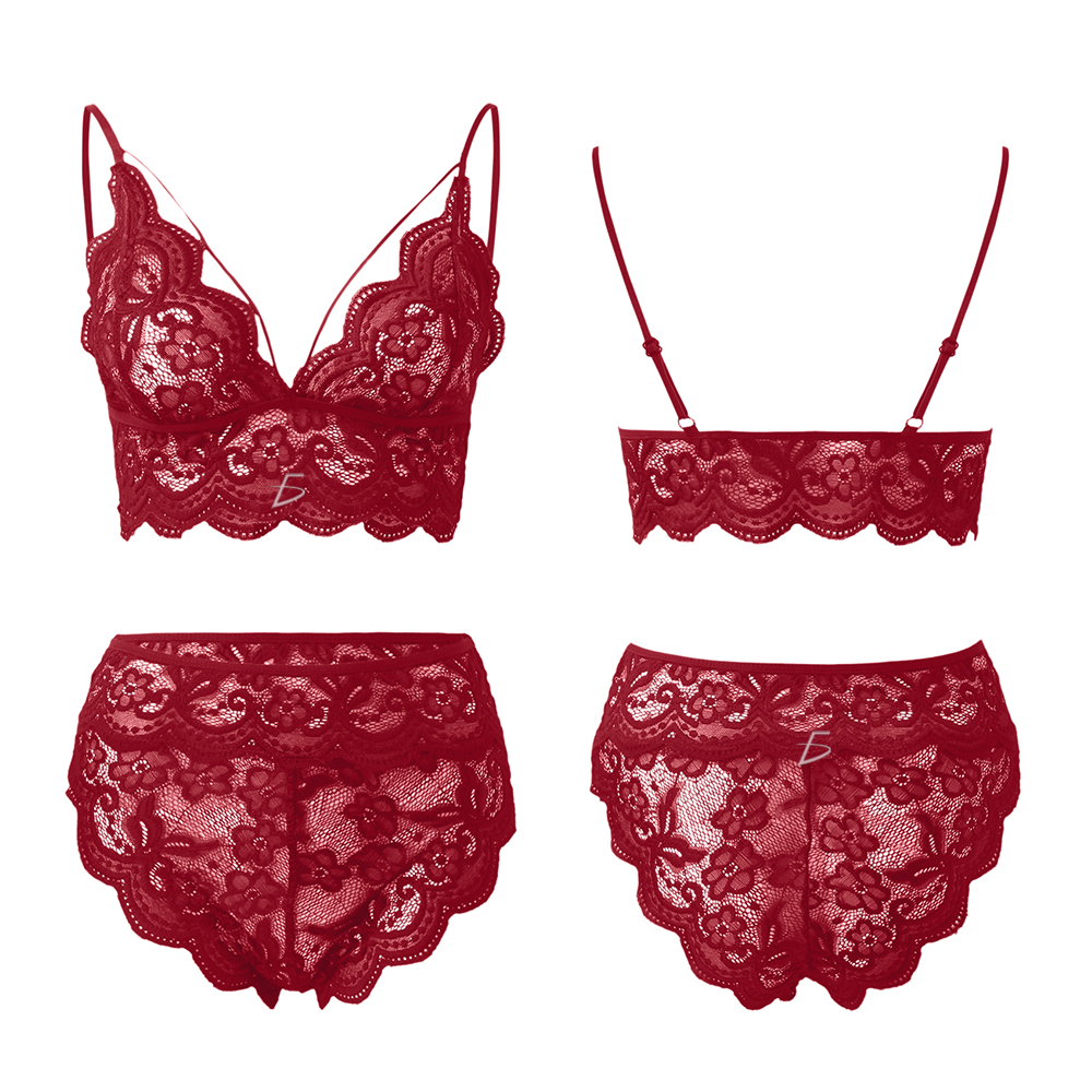 Coordinado de Encaje con tiras y tirantes ajustables con bragas de tiro largo - Image 4