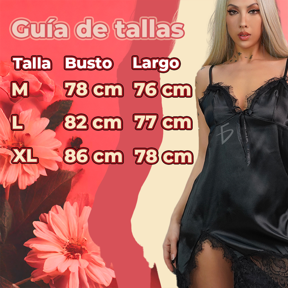 Camisón con Encaje Negro Tirantes Ajustables - Image 5