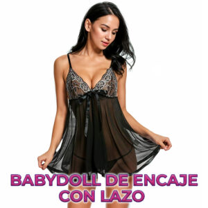 Baby Doll Coquete con Encaje y Transparencia