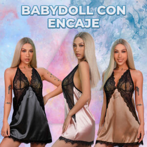 Baby Doll con Encaje y Diseño de Seda de Hielo