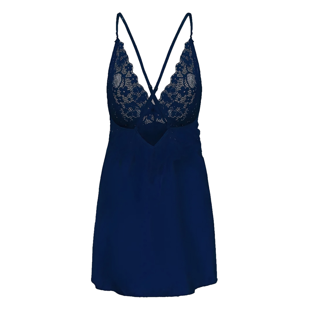 Baby Doll con Encaje y Tela de Seda de Hielo con Escote en V - Image 6