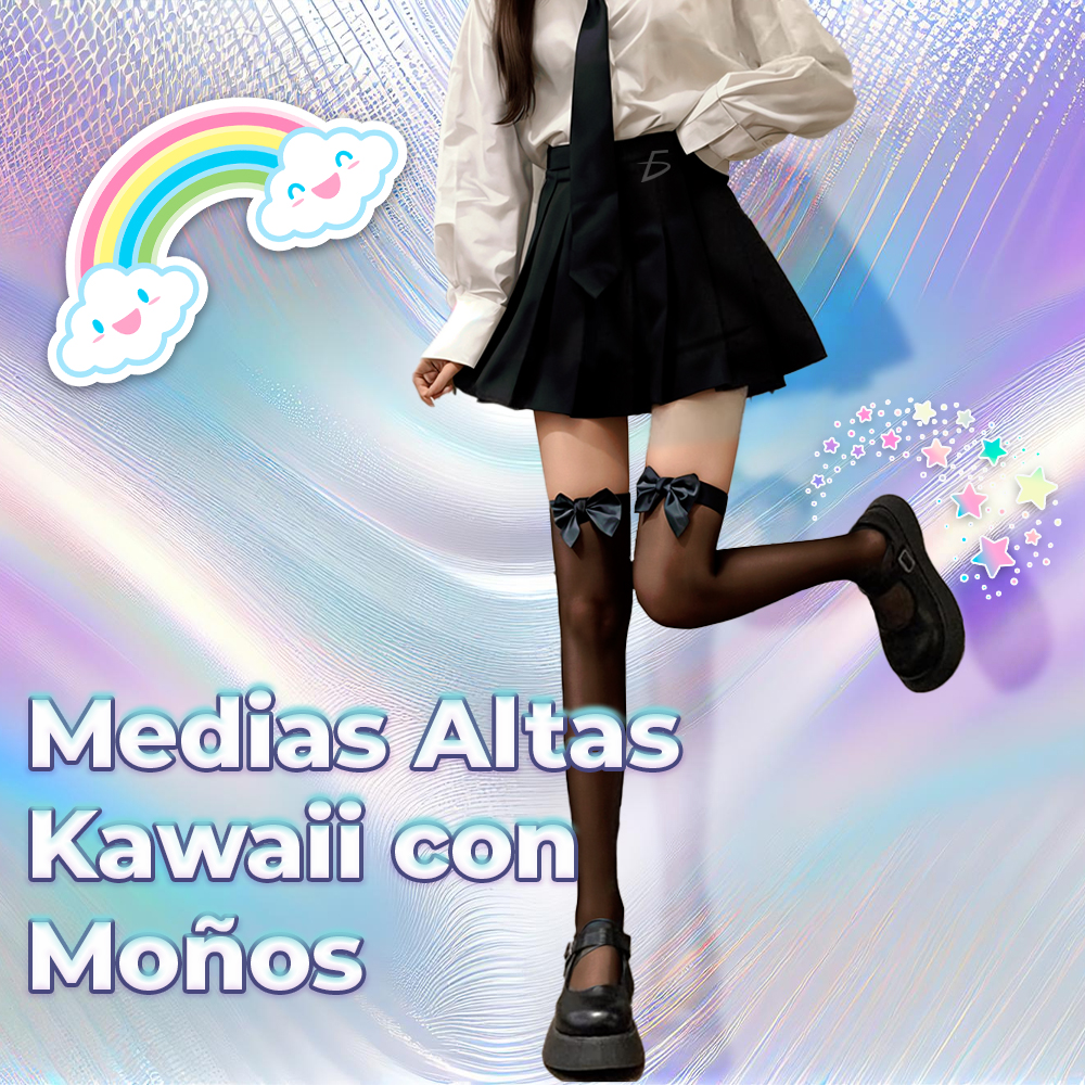 Medias de Muslo de Nilón Finas estilo Kawaii Coquete