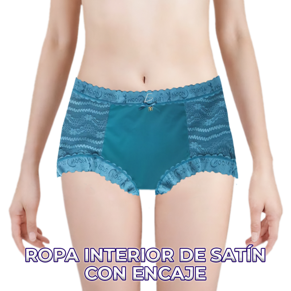 Panti de satén con encaje semi trasparente