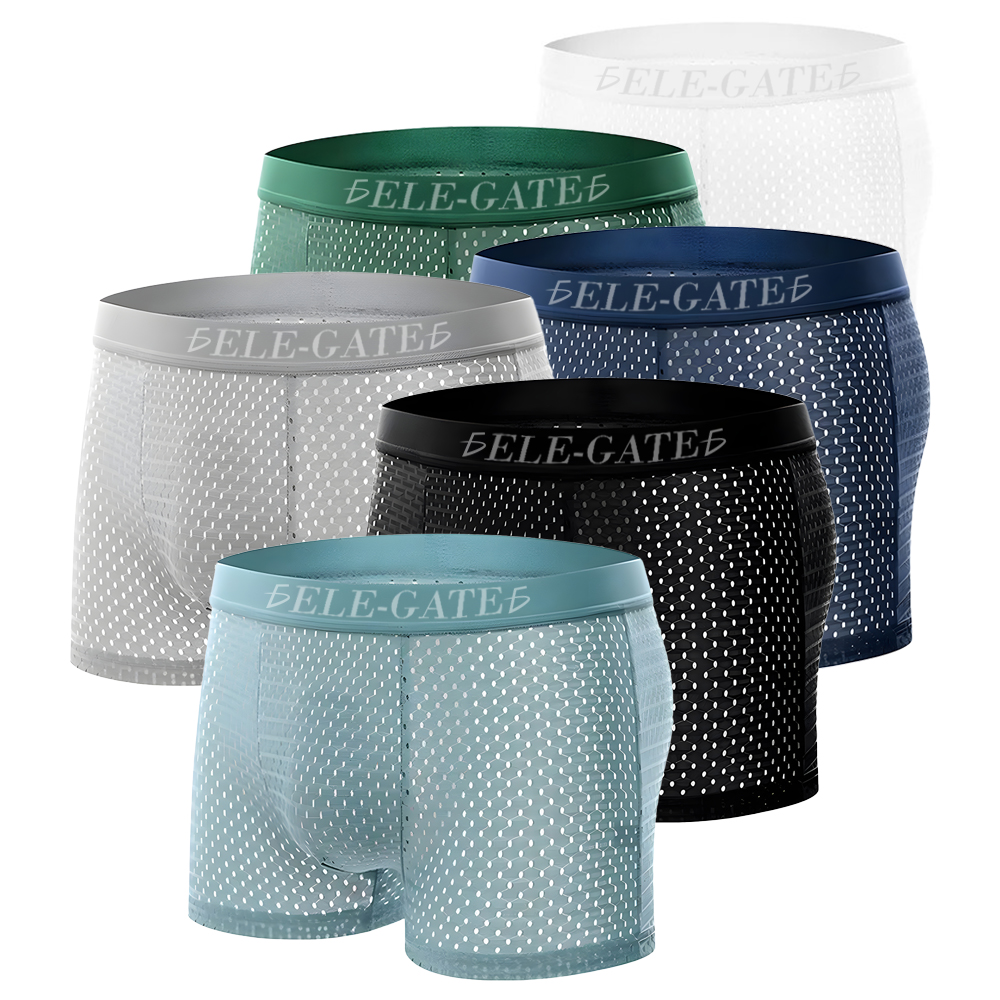 Calzoncillos bóxer de malla de seda helada, fresco, suelto, transpirable - Image 2