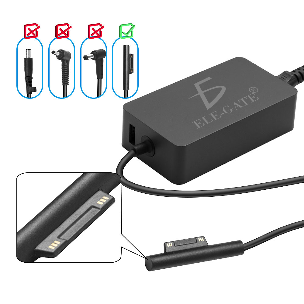 Cargador Laptop Compatible Microsoft Surface 44W 15 V 2.58A con Puerto USB Adicional - Image 3
