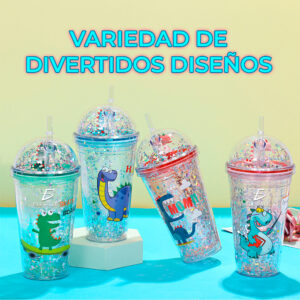 Botella Reutilizable de Dinosaurio para Niños - Botella de Plástico de 600 ml