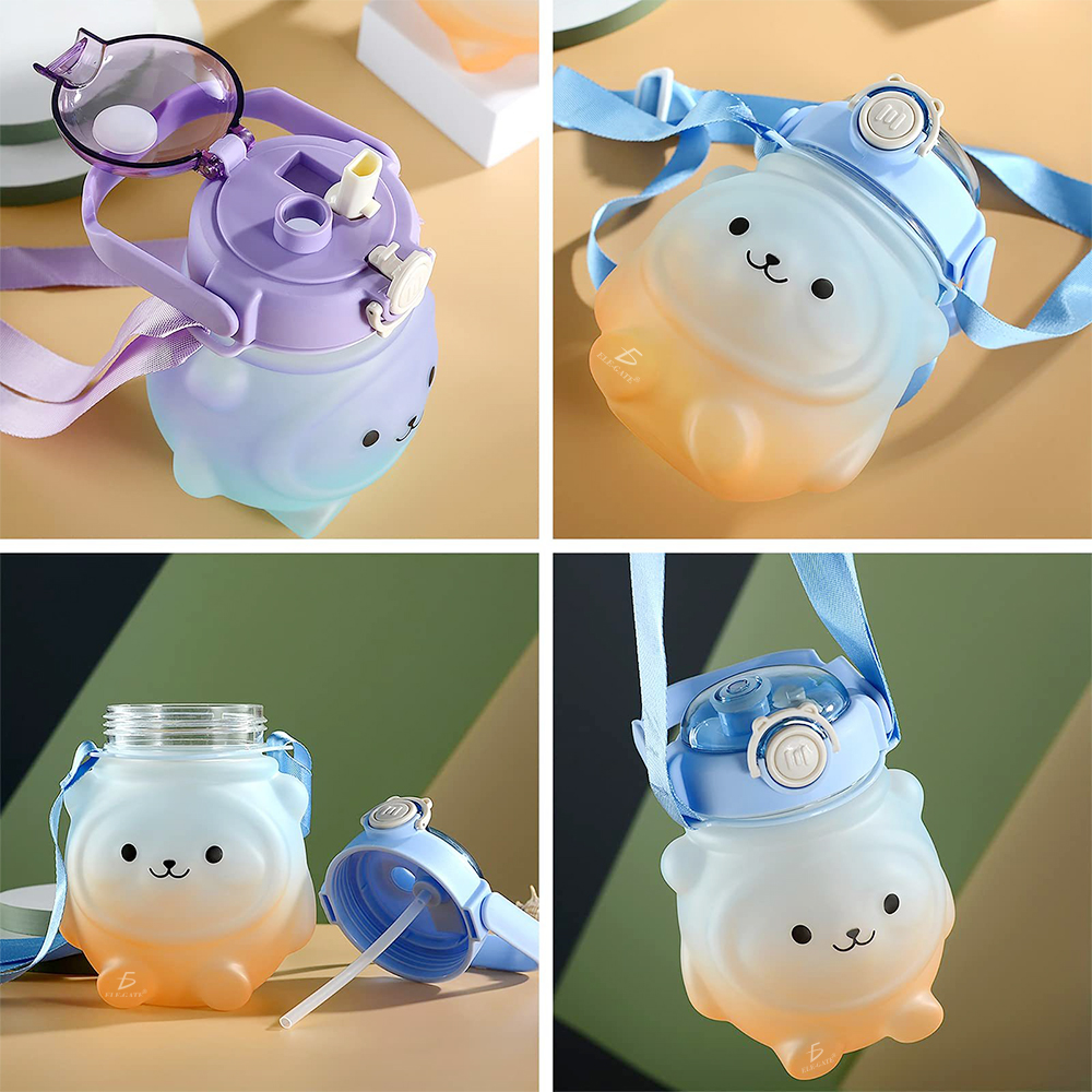 Cantimplora de Agua de 600 ml con Diseño de Oso Kawaii - Con Correa - Image 2
