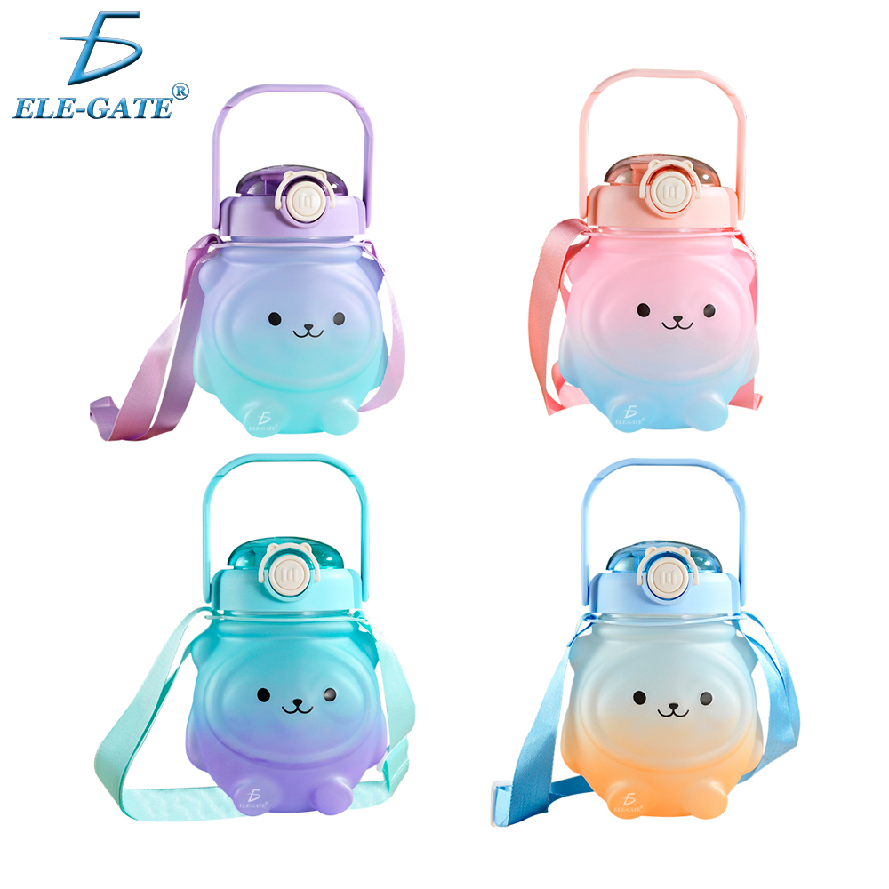Cantimplora de Agua de 600 ml con Diseño de Oso Kawaii - Con Correa