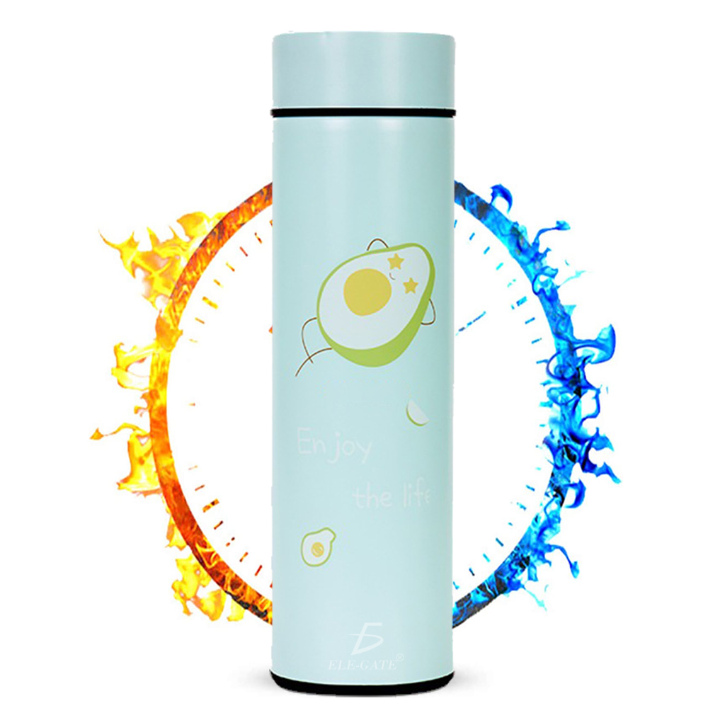 Termo de Acero Inoxidable 500ml/17 oz Inteligente Indicador de Temperatura Ilustración de Aguacate - Image 5