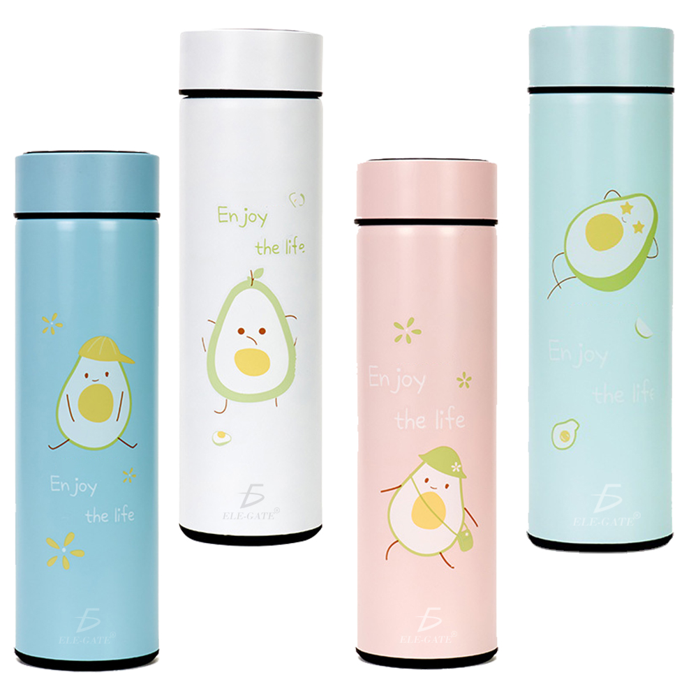 Termo de Acero Inoxidable 500ml/17 oz Inteligente Indicador de Temperatura Ilustración de Aguacate - Image 2