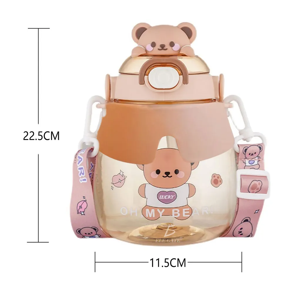 Cantimplora de Agua con Diseño de Oso Kawaii - Con Correa - Imagen 3