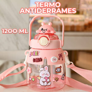 Cantimplora de Agua con Diseño de Oso Kawaii - Con Correa