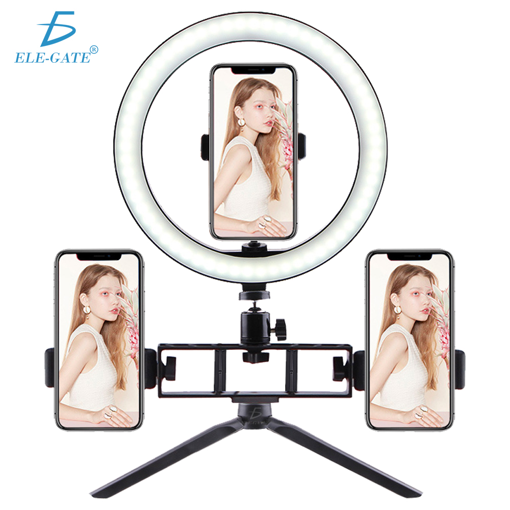 Anillo de Luz LED para Smartphone - Soporte de 10 pulgadas para Autoretrato y Maquillaje - Compatible con 3 Celulares