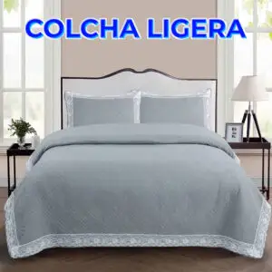 Kit de 3 Pzs Edredón y Fundas de Almohada con Diseño de Olanes: Comodidad y Elegancia para tu Dormitorio