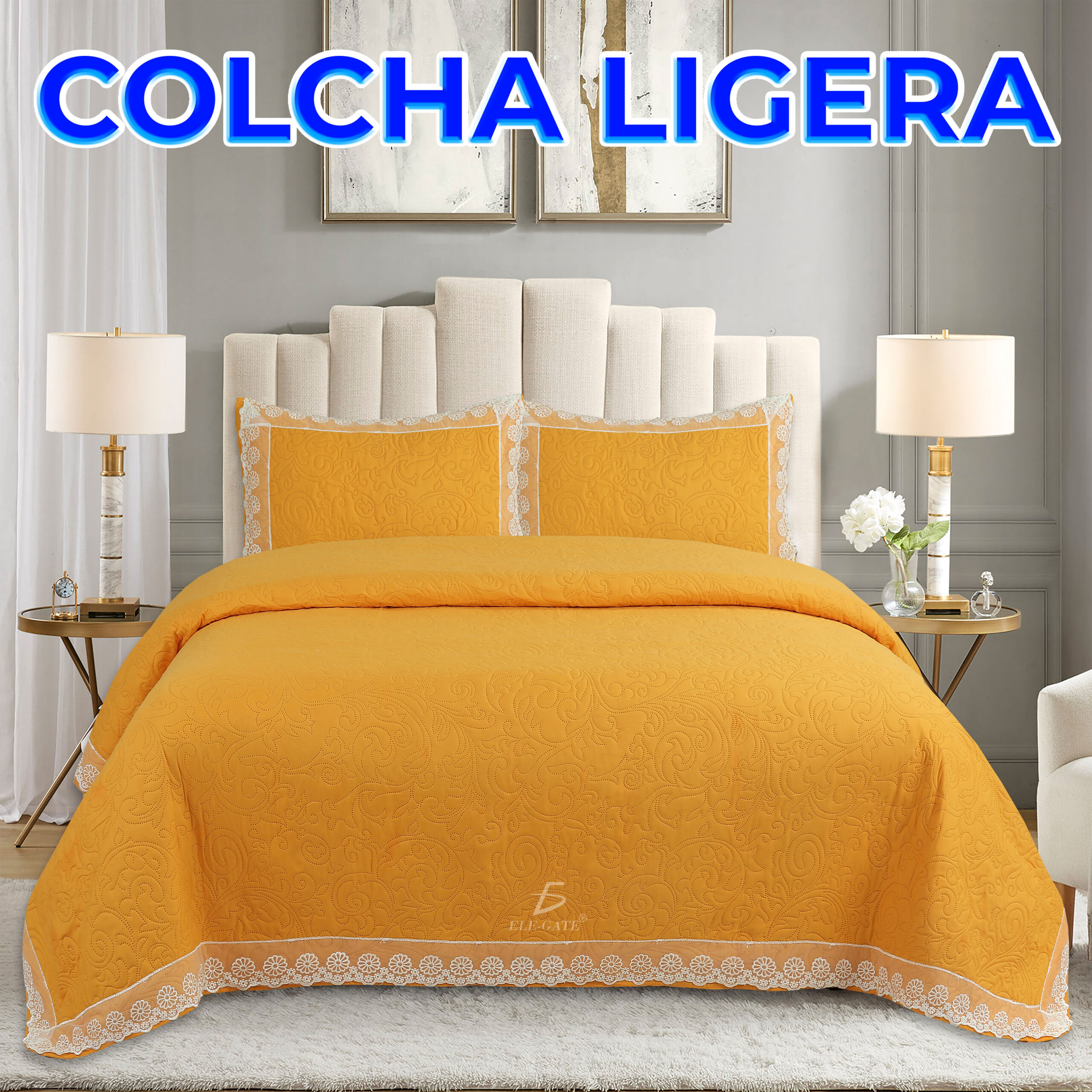 Kit de 3 Pzs Colcha y Fundas de Almohada con Diseño de Discreto de Olanes: Elegancia y Confort