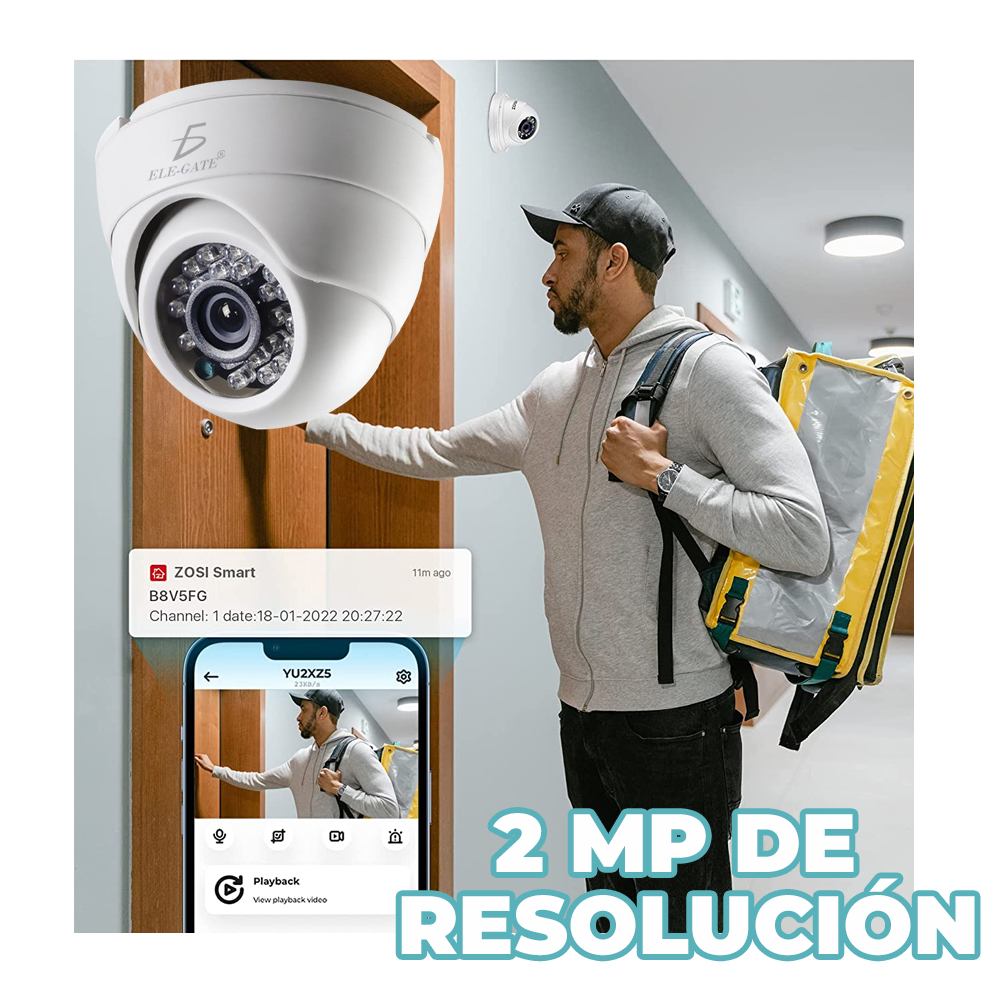 Cámara de Seguridad - Vigilancia Interior y Exterior, Resolución de 2MP