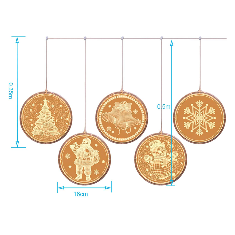 Serie de 5 Aros de Luces LED USB Trasparentes con Motivos Navideños para Exteriores e Interiores - Image 4