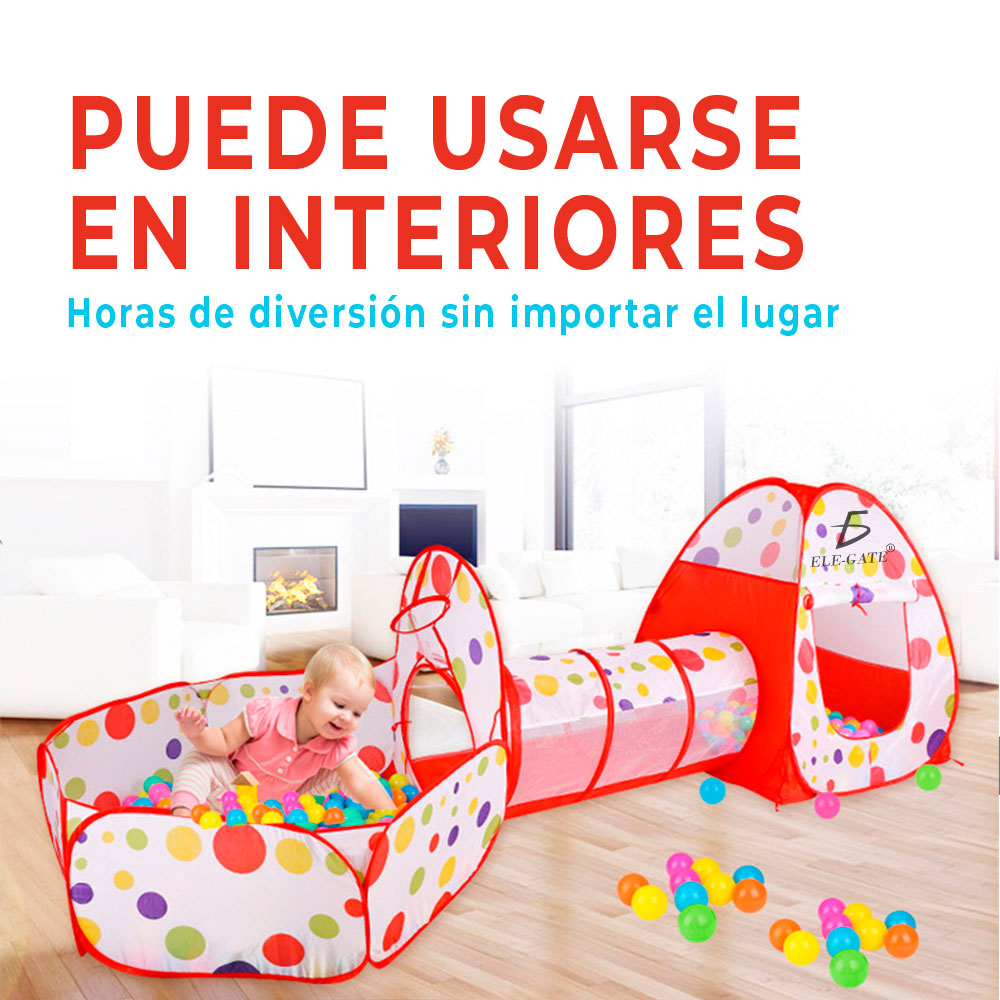 Juegos Infantiles 3 en 1: Alberca de Pelotas, Túnel y Casa de Campaña para Niños - Diversión y Aprendizaje - Image 4
