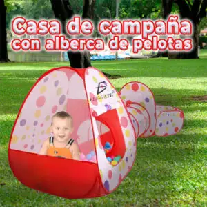 Juego Infantil 3 en 1 con Alberca, Túnel y Tienda de Campaña