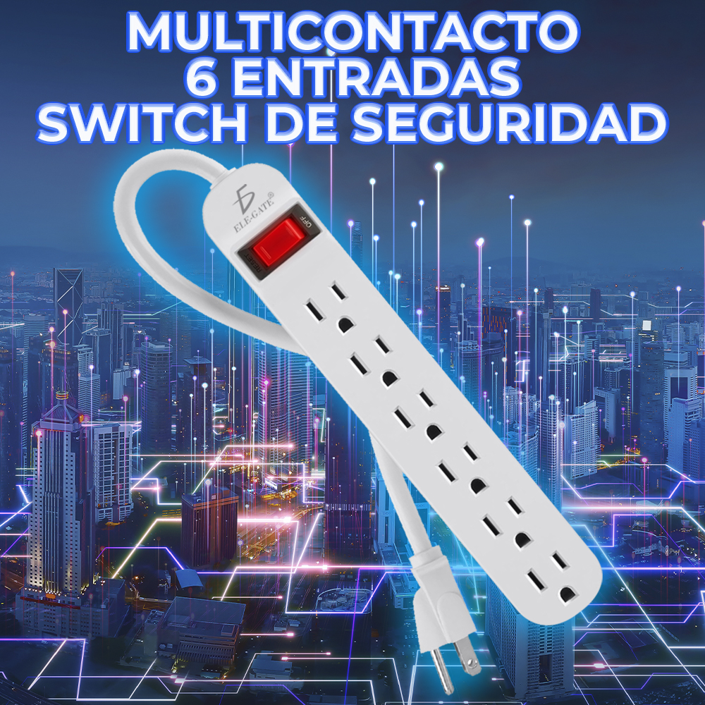 Multi Contactos de 6 Puertos - Conexión Versátil para Tus Dispositivos