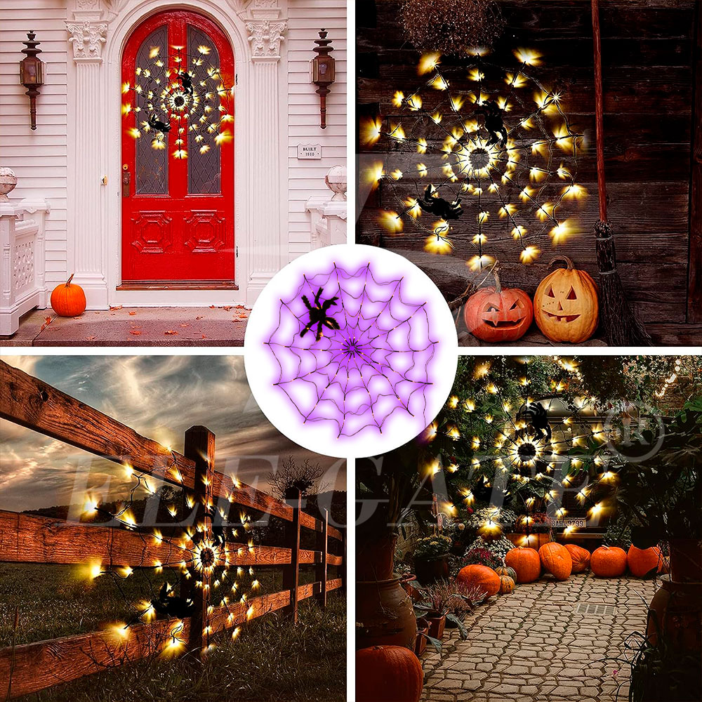 Telaraña de Halloween con Luces LED - Ambiente Embrujado Iluminado por Batería - Image 3