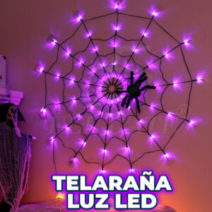 Telaraña de Halloween con Luces LED - Ambiente Embrujado Iluminado por Batería