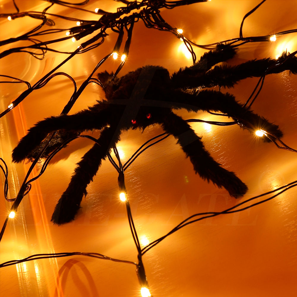 Telaraña de Halloween con Luces LED - Ambiente Embrujado Iluminado por Batería - Image 5