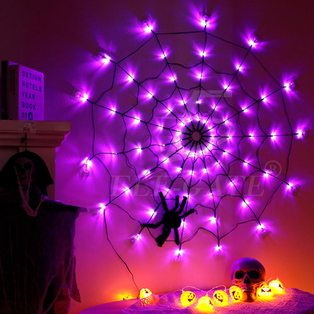 Telaraña de Halloween con Luces LED - Ambiente Embrujado Iluminado por Batería - Image 2