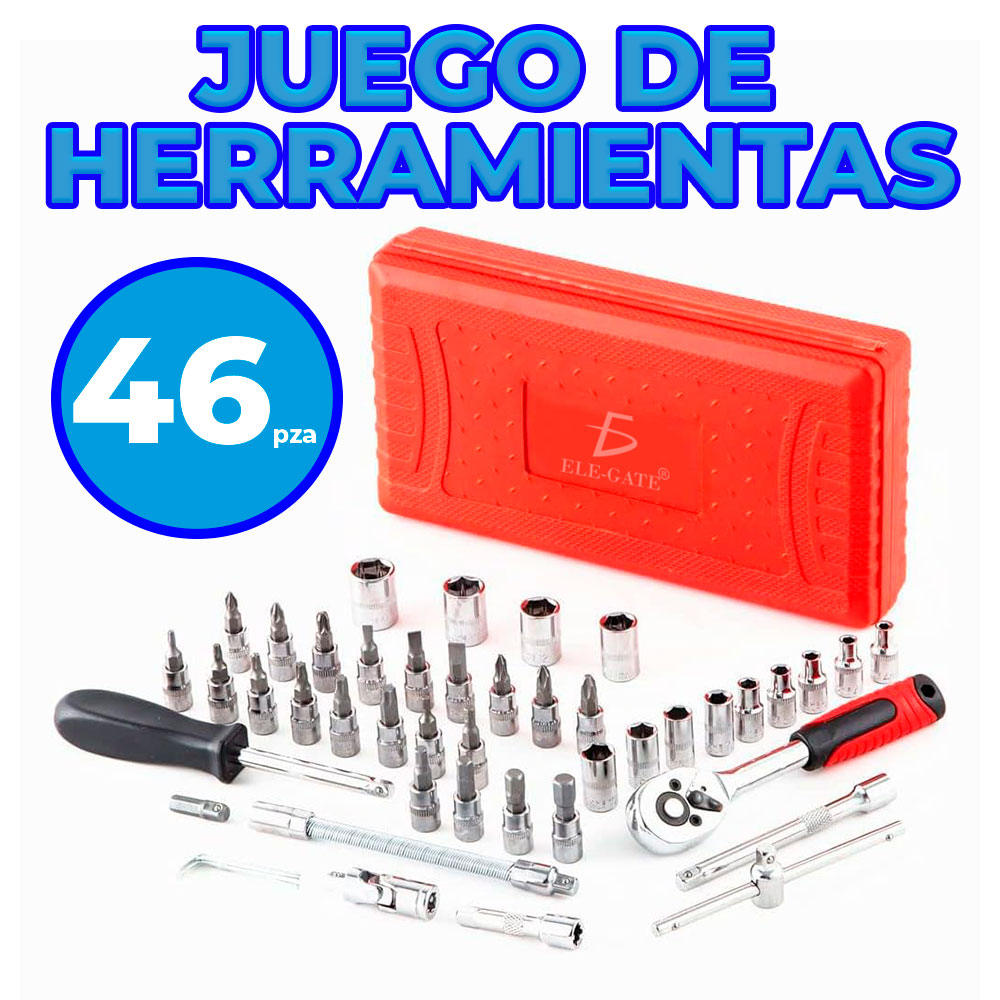Juego de 46 Herramientas Mecánicas de 1/4 Pulgadas con Estuche de Almacenamiento