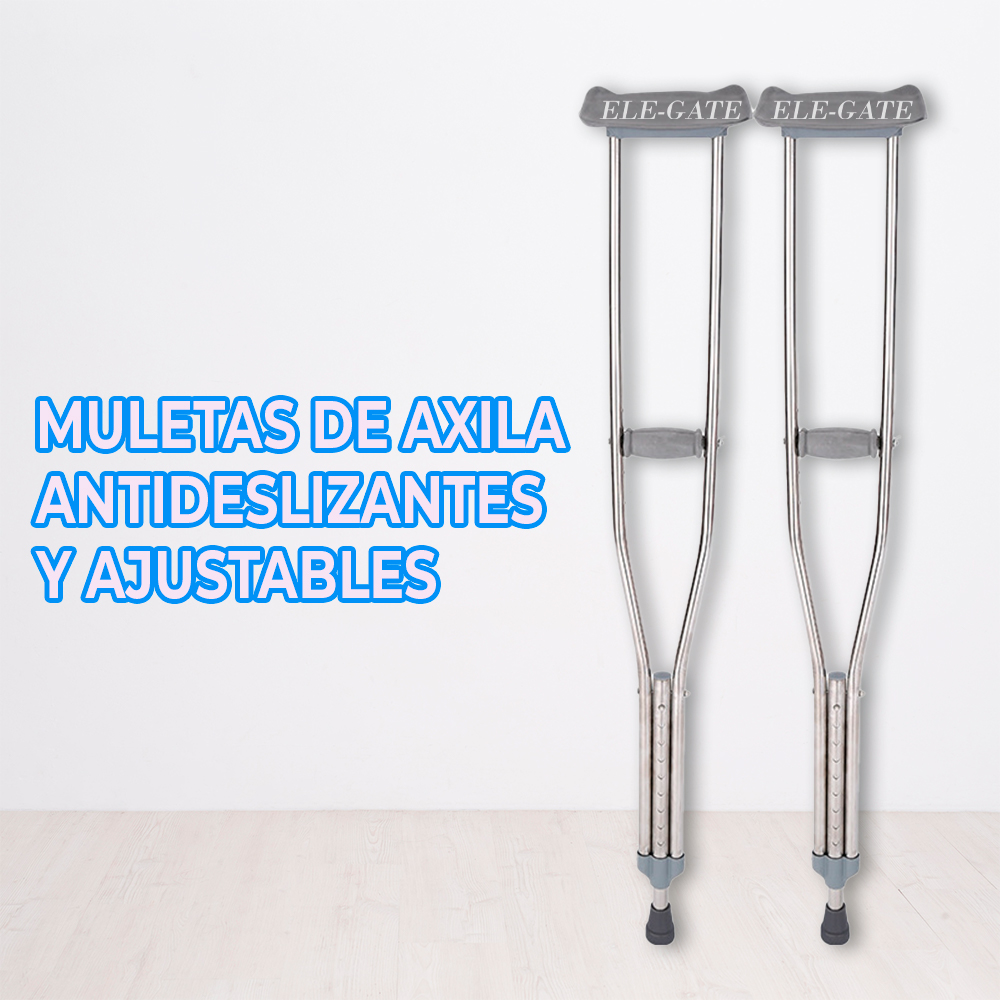 Muletas Antideslizantes Ajustables, Andador Ligero de Aleación de Aluminio (Tamaño: 118-120 cm x 20 cm) - Image 2