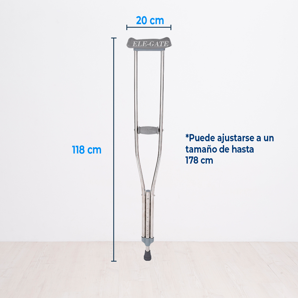 Muletas Antideslizantes Ajustables, Andador Ligero de Aleación de Aluminio (Tamaño: 118-120 cm x 20 cm) - Image 3