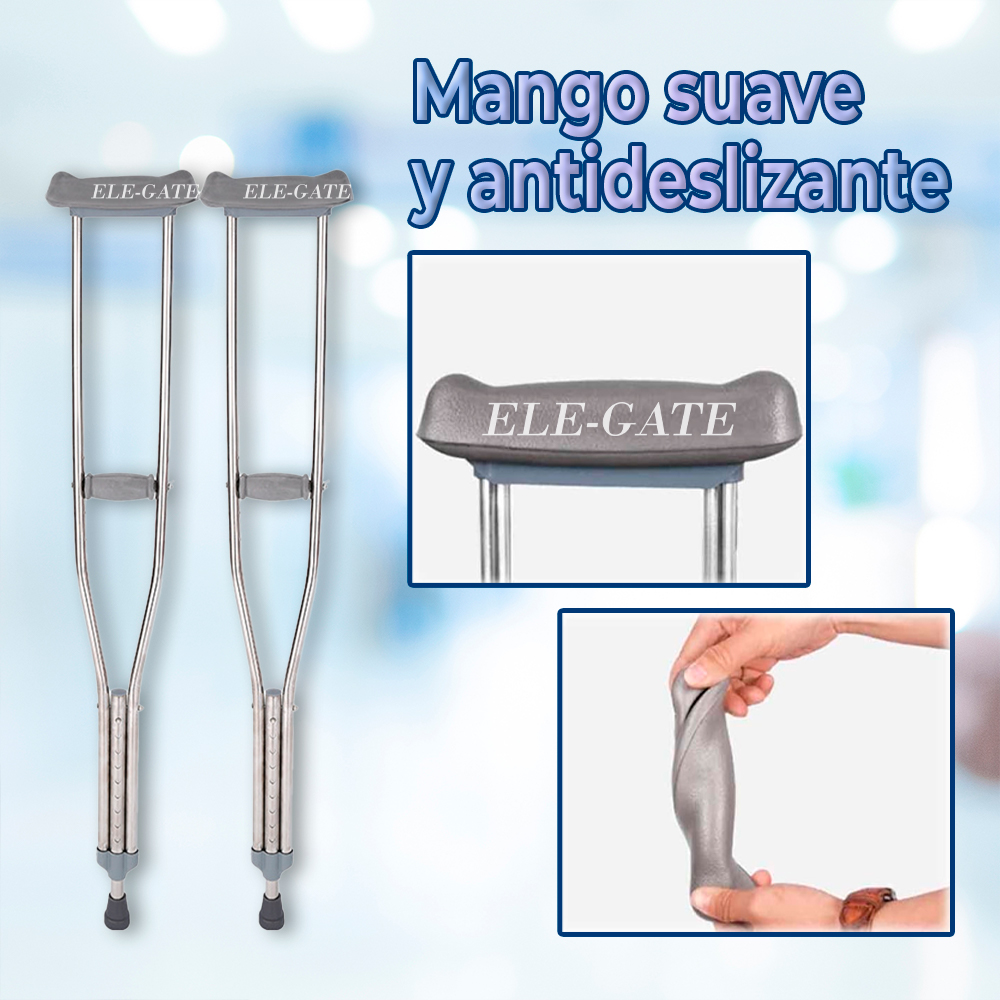 Muletas Antideslizantes Ajustables, Andador Ligero de Aleación de Aluminio (Tamaño: 118-120 cm x 20 cm) - Image 4